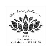 ロータスエレガントフラワー名前をカスタムする差出人住所 ラバースタンプ (インプリント)