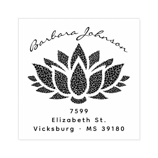 ロータスエレガントフラワー名前をカスタムする差出人住所 ラバースタンプ (インプリント)