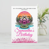 ロータスエレガントフラワー誕生日招待状 招待状 (スタンド正面)