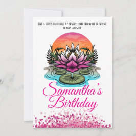 ロータスエレガントフラワー誕生日招待状 招待状