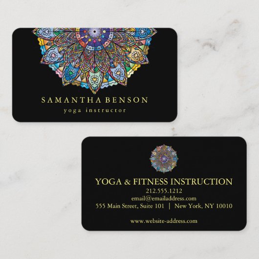 ロータスエレガントマンダラロゴヨガビジネスカード 名刺 (正面/裏面)