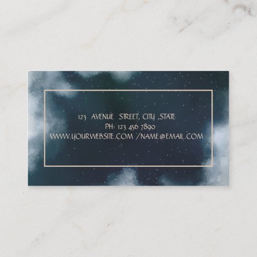 ロータスエレガント金ゴールドストライプネイビーブルーヨガ 名刺 (裏面)