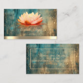 ロータスエレガント金ゴールドストライプヨガグランジインストラクター 名刺 (正面/裏面)