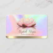 ロータスエレガント金ゴールドストライプヨガホログラフィック 名刺 (正面)