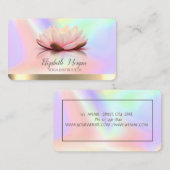 ロータスエレガント金ゴールドストライプヨガホログラフィック 名刺 (正面/裏面)