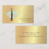 ロータスエレガント金ゴールド紙吹雪ヨガシルエットムーン 名刺 (正面/裏面)