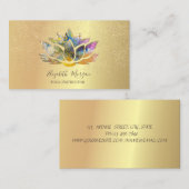 ロータスエレガント金ゴールド紙吹雪ヨガ 名刺 (正面/裏面)