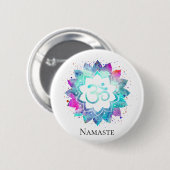 *~*ロータスオウムOMシンボル水彩曼荼羅 缶バッジ (正面&裏面)