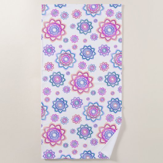 ロータスカラフルシンプルピンクパステルグリーン ビーチタオル (正面)