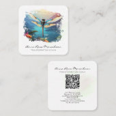 *~*ロータスカラフルリリー抽象芸術トンフライQR スクエア名刺 (正面/裏面)