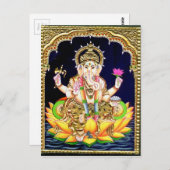 ロータスガネシャ絵画タンジョレ ポストカード (正面/裏面)