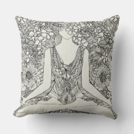 ロータスガーデンヴィンテージブラックヨガフローラ クッション