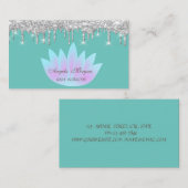 ロータスシルバーエレガントグリッタードリップスミントグリーン 名刺 (正面/裏面)