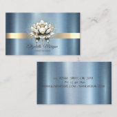 ロータススタイリッシュストライプスパークルブルーメタリック 名刺 (正面/裏面)