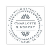 ロータススタイリッシュフラワー差出人住所カスタム セルフインキングスタンプ (デザイン)