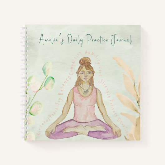 ロータスデイリー練習の水彩ヨガガール ノートブック (正面)