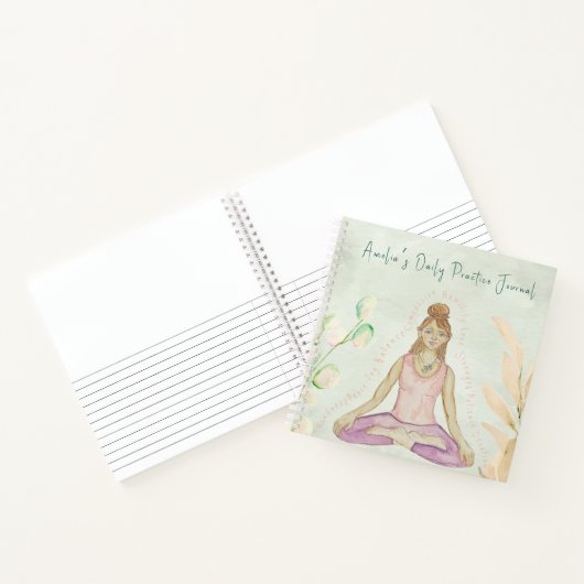 ロータスデイリー練習の水彩ヨガガール ノートブック (内部)