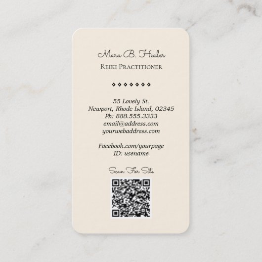 *~*ロータスハート霊気ニルヴァナヨガマッサージバラQR 名刺 (裏面)