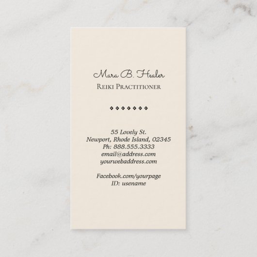 *~*ロータスハート霊気ニルヴァーナヨガマッサージバラ 名刺 (裏面)