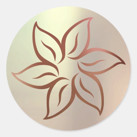 ロータスバラ金ゴールド赤面メタリックマンダラオーナメント ラウンドシール (正面)