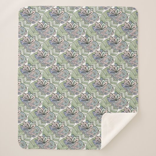 ロータスパターン毛布 シェルパブランケット (正面)