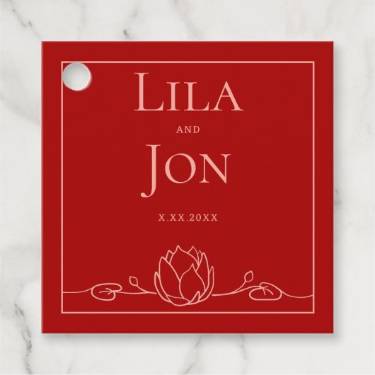 ロータスパーソナライズされた結婚式の引き出物ラベル フェイバータグ (正面)