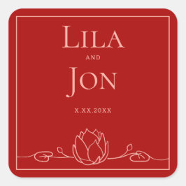 ロータスパーソナライズされた結婚式用シール スクエアシール