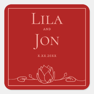 ロータスパーソナライズされた結婚式用シール スクエアシール