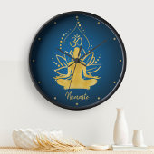 ロータスパーソナライズされた&オムヨガナマステ名前をカスタムする ラージ壁時計