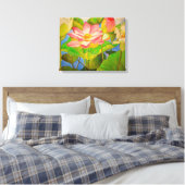 ロータスピンク《植物》スイレンの水彩画絵画像 キャンバスプリント (インサイチュ (寝室))