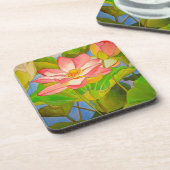 ロータスピンク《植物》スイレンの水彩画絵画像 コースター (左側)