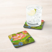 ロータスピンク《植物》スイレンの水彩画絵画像 コースター (右側)