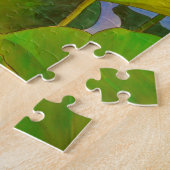 ロータスピンク《植物》スイレンの水彩画絵画像 ジグソーパズル (側面)