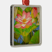 ロータスピンク《植物》スイレンの水彩画絵画像 メタルオーナメント (右)