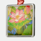 ロータスピンク《植物》スイレンの水彩画絵画像 メタルオーナメント (左)