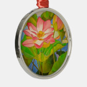 ロータスピンク《植物》スイレンの水彩画絵画像 メタルオーナメント (右)