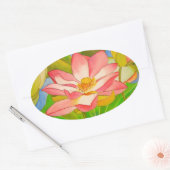 ロータスピンク《植物》スイレンの水彩画絵画像 楕円形シール (封筒)