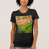 ロータスピンク《植物》スイレンの水彩画絵画像 Tシャツ (正面)