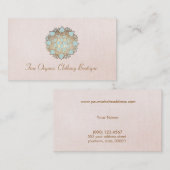 ロータスファッションブティックピンクリネンビジネスカード 名刺 (正面/裏面)