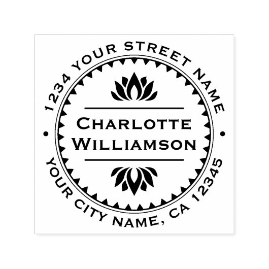 ロータスフラワクラシックー縁どーサークル差出人住所 セルフインキングスタンプ (デザイン)