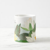 ロータスフラワーアンティーク日本のファインアートスクリプト名 コーヒーマグカップ (中央)