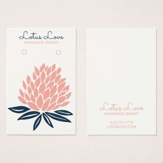 ロータスフラワーイヤリングネックレスジュエリーディスプレイカード (正面&裏面)