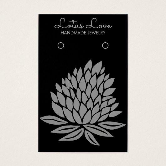 ロータスフラワーイヤリングネックレスジュエリーディスプレイカード (正面)