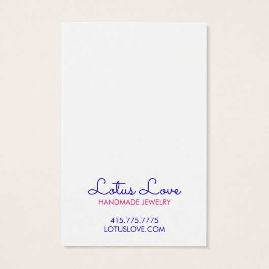 ロータスフラワーイヤリングネックレスジュエリーディスプレイカード (裏面)