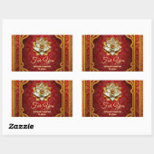 ロータスフラワーインダー金ゴールドインディアンブロケード 長方形シール (シート)