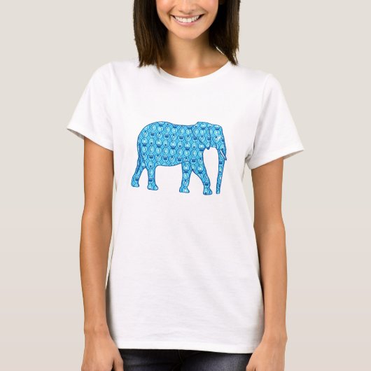 ロータスフラワーエレファント – ターコイズ Tシャツ (正面)