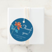 ロータスフラワーオレンジ&ブルー結婚ズサンキュー フェイバータグ (インサイチュ)