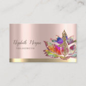 ロータスフラワーカラフルバラ金ゴールドヨガガガール 名刺 (正面)