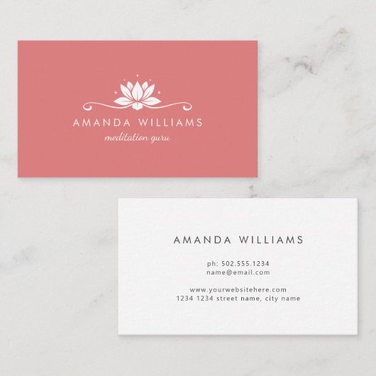 ロータスフラワーコーラルフローラミニマルプロフェッショナル 名刺 (正面/裏面)