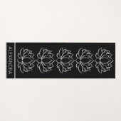 ロータスフラワーシンボル白黒名パーソナライズされた ヨガマット (正面(横))